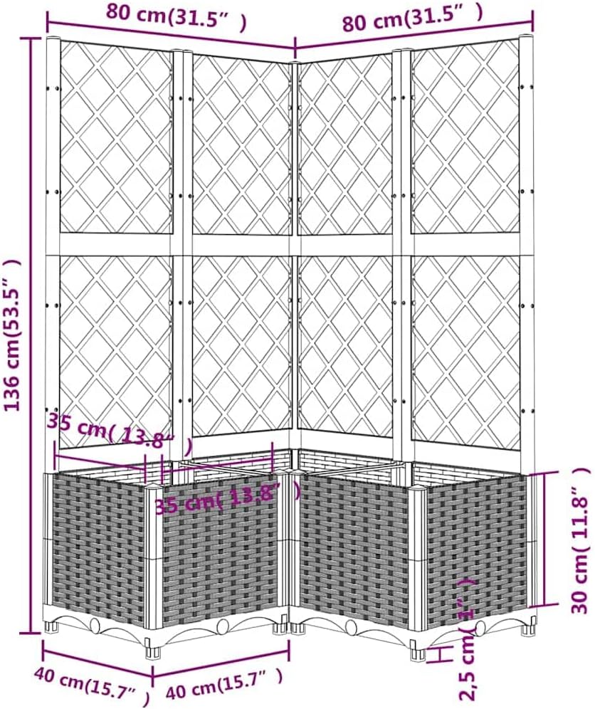 Garden Planter with Trellis 136cm Outdoor Climbing Plant Box - Kwikley