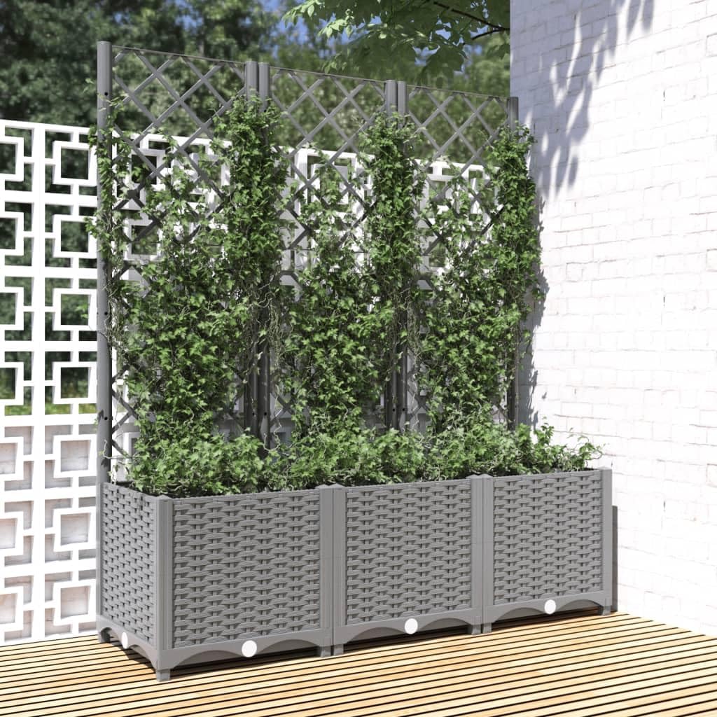 Garden Planter with Trellis 136cm Raised Bed Outdoor Plant Box - Kwikley