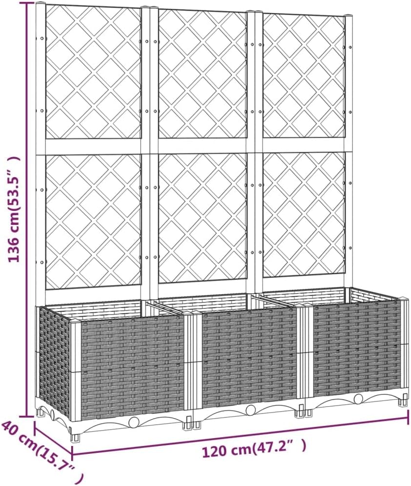 Garden Planter with Trellis 136cm Raised Bed Outdoor Plant Box - Kwikley