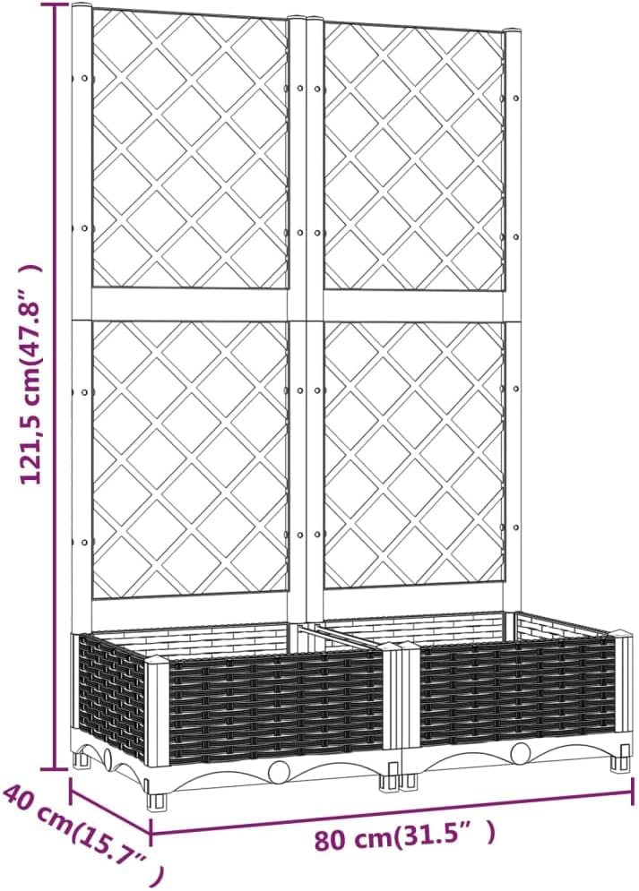 Garden Planter with Trellis 80x40x121.5cm Outdoor Climbing Pot - Kwikley