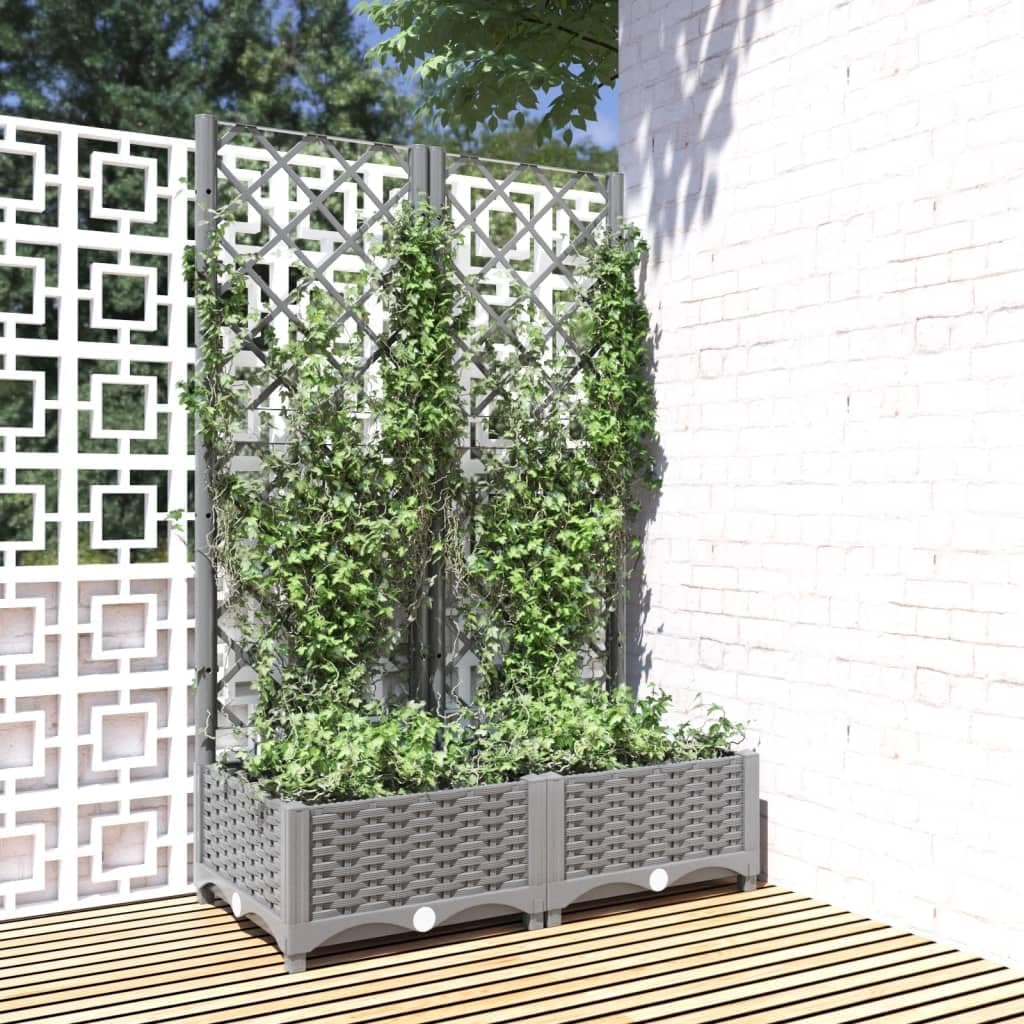 Garden Planter with Trellis 80x40x121.5cm Outdoor Climbing Pot - Kwikley