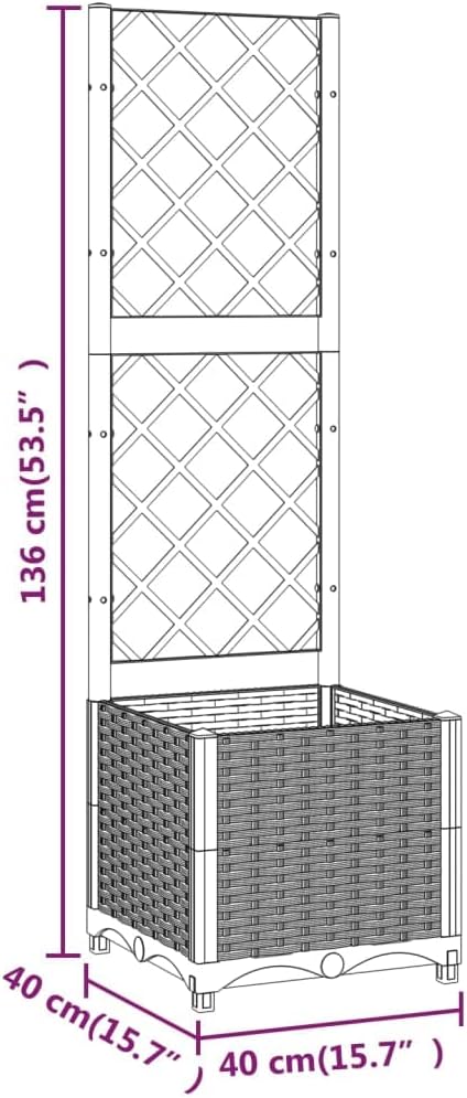 Garden Planter with Trellis Light Grey Outdoor Climbing Plant Box - Kwikley