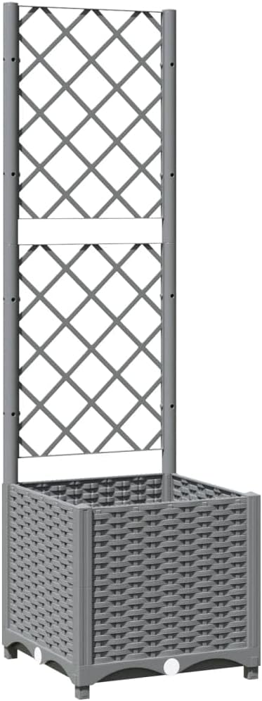 Garden Planter with Trellis Light Grey Outdoor Climbing Plant Box - Kwikley