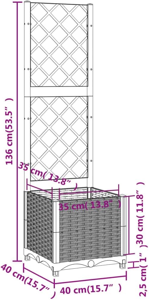 Garden Planter with Trellis Light Grey Outdoor Climbing Plant Box - Kwikley