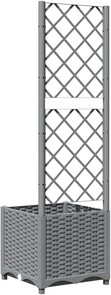 Garden Planter with Trellis Light Grey Outdoor Climbing Plant Box - Kwikley