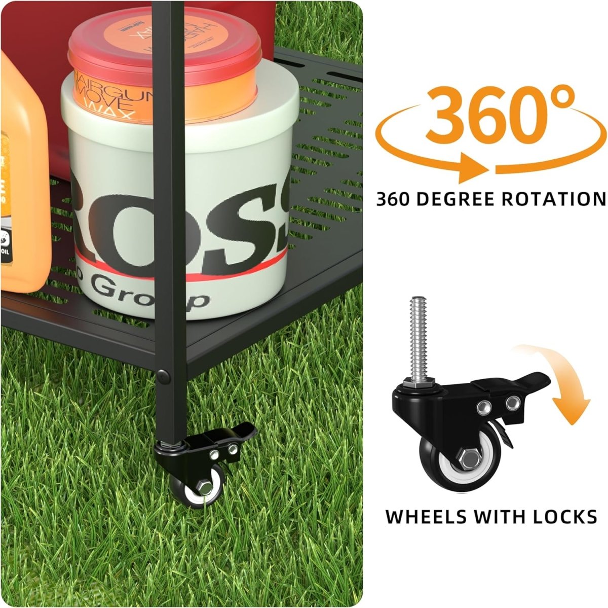 Garden Tool Organizer Rack with Wheels 40 Tool Storage Holder - Kwikley