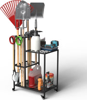Garden Tool Organizer Rack with Wheels 40 Tool Storage Holder - Kwikley