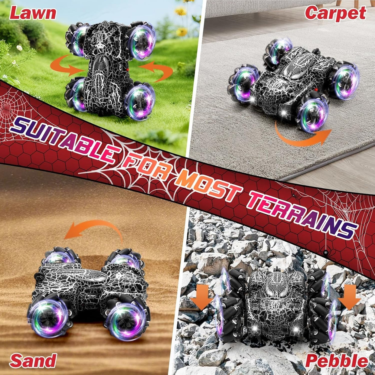 Gesture RC Stunt Car 4WD 360° Drift Double Sided Light Up Toy for Kids - Kwikley