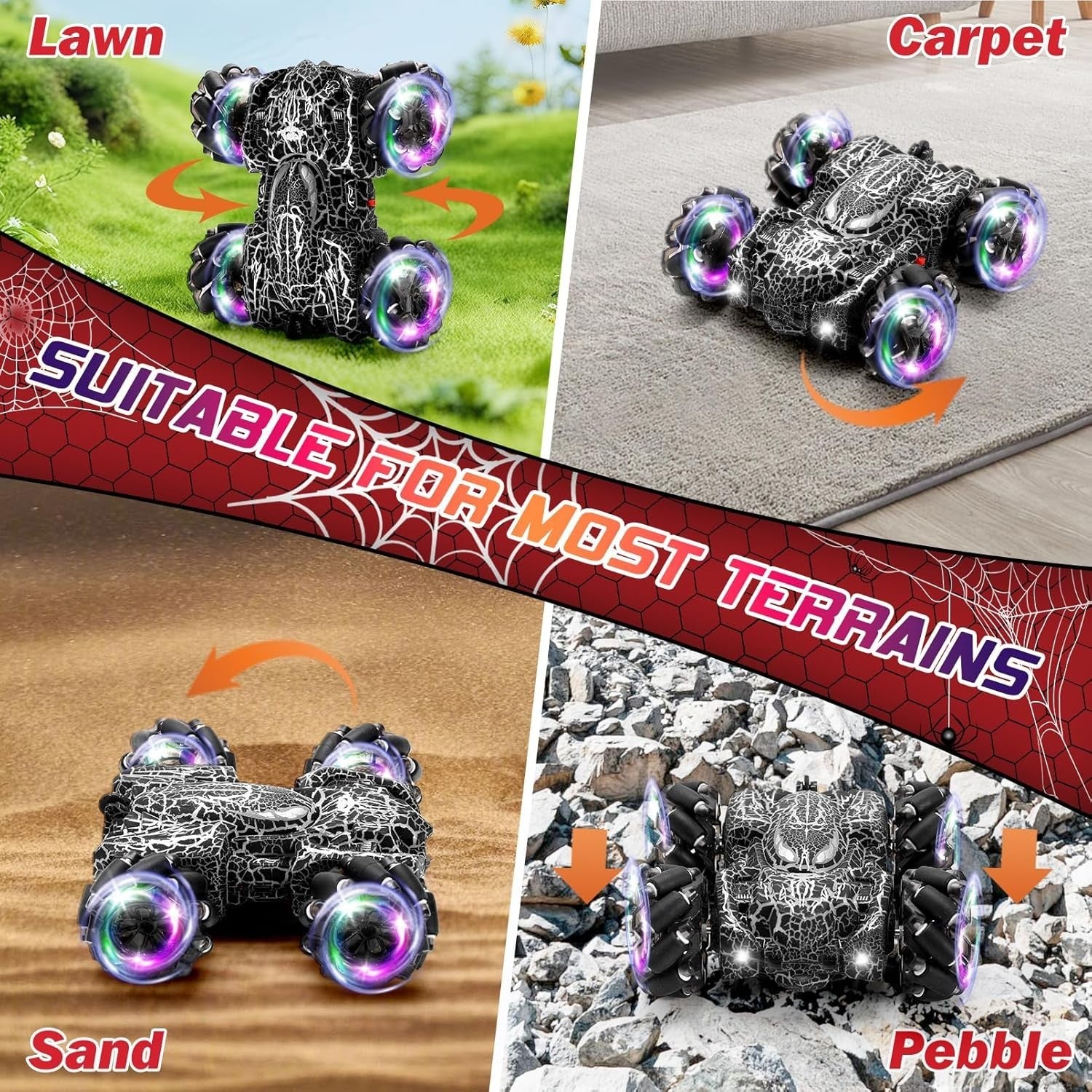 Gesture RC Stunt Car 4WD 360° Drift Double Sided Light Up Toy for Kids - Kwikley