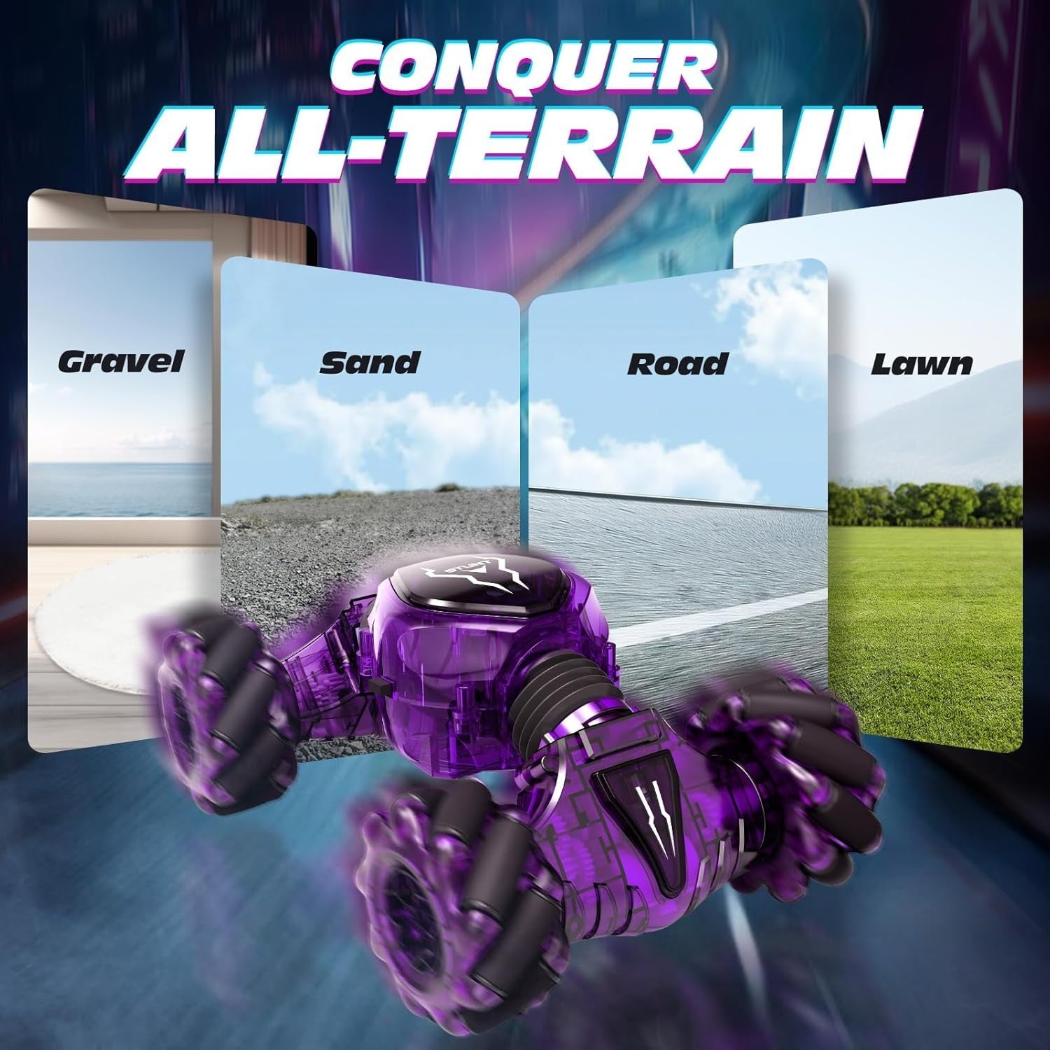 Gesture Sensing RC Car 4WD 360° Drift Toy w/ Hand Control, Lights & 3 Batteries - Kwikley