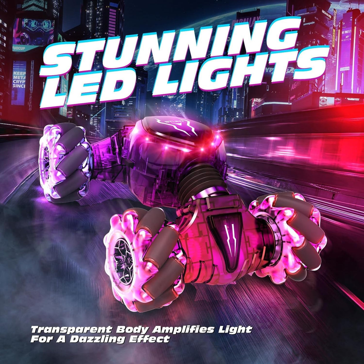 Gesture Sensing RC Car 4WD 360° Drift Toy w/ Hand Control, Lights & 3 Batteries - Kwikley