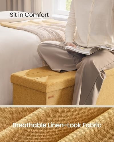 Ginger Storage Ottoman Bench 110cm Folding Seat Footstool End - of - Bed Stool - Kwikley