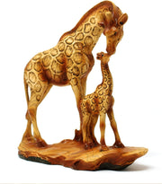 Giraffe & Calf Ornament 19cm Resin African Wildlife Figurine Rustic Home Decor - Kwikley
