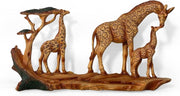 Giraffe Family Ornament 30cm Resin African Wildlife Home Decor Sculpture Gift - Kwikley