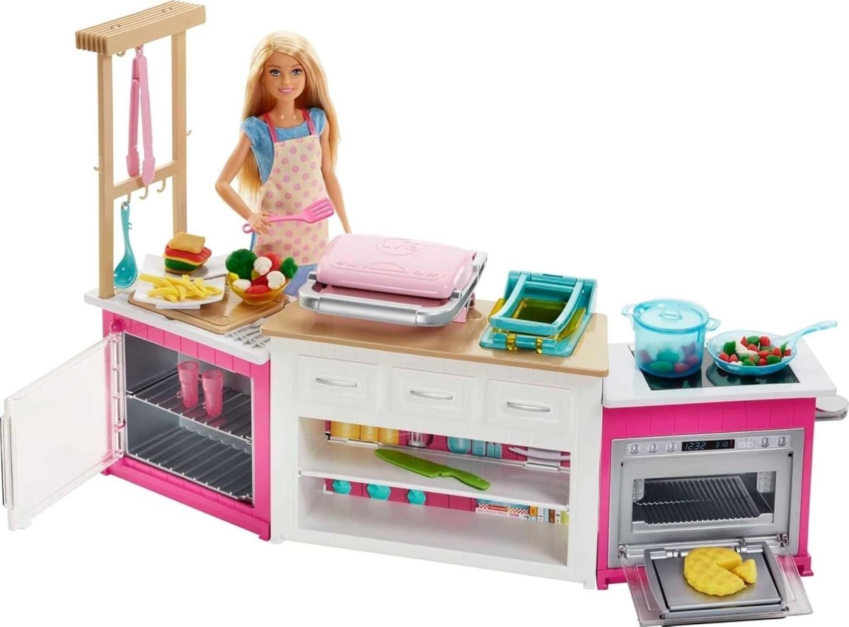 Girls Chef Doll Kitchen Playset Play Dough Cooking Toy Accessories - Kwikley