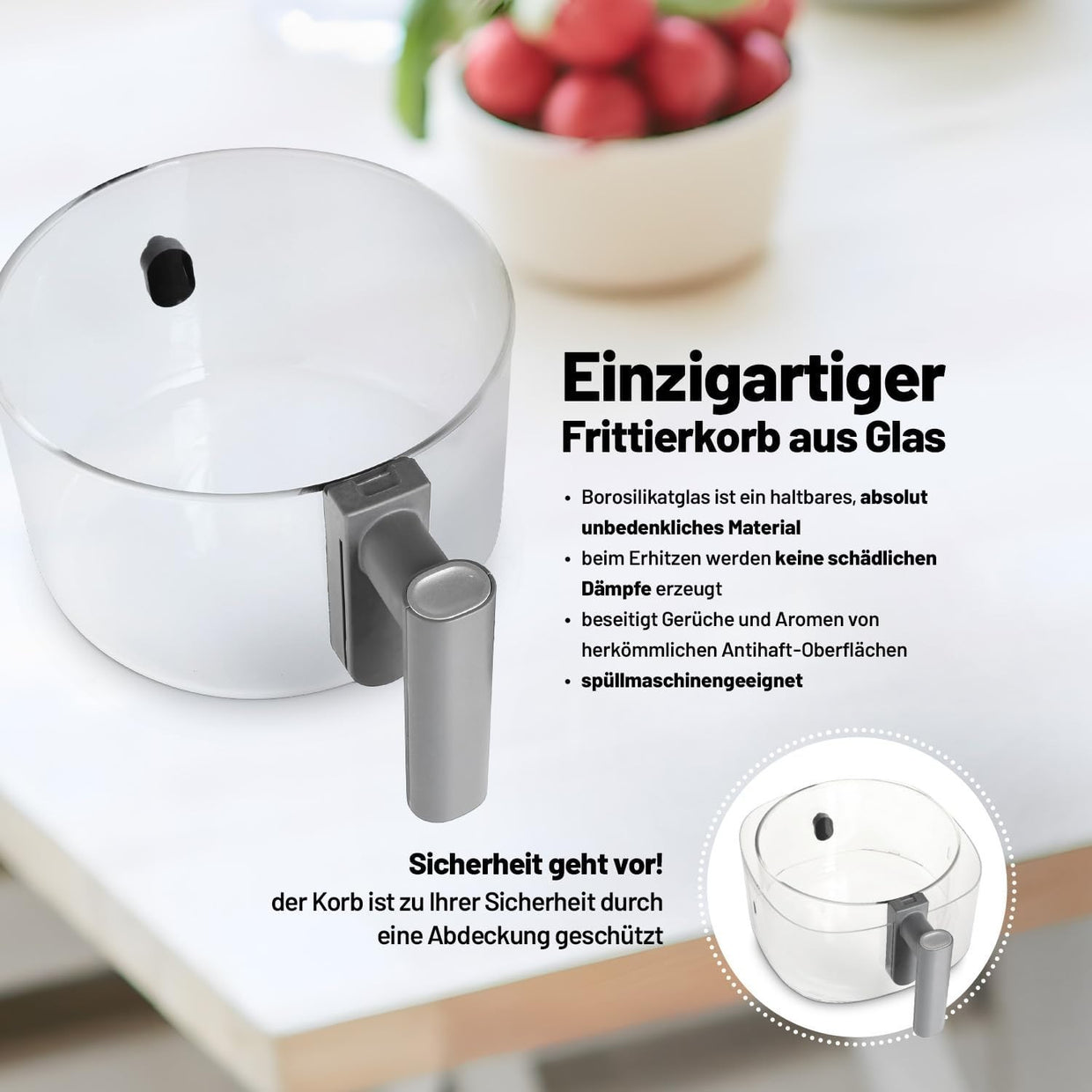 Glass Air Fryer 3 - in - 1 Grill Deep Fryer 6 Presets 360° View Low Fat - Kwikley