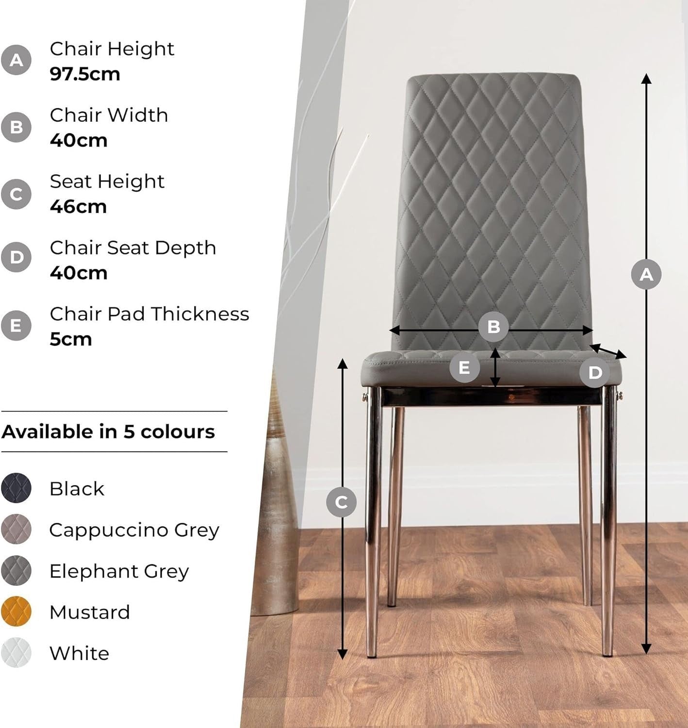 Glass Dining Table & 6 Grey Faux Leather Chairs – Modern High Gloss Set - Kwikley