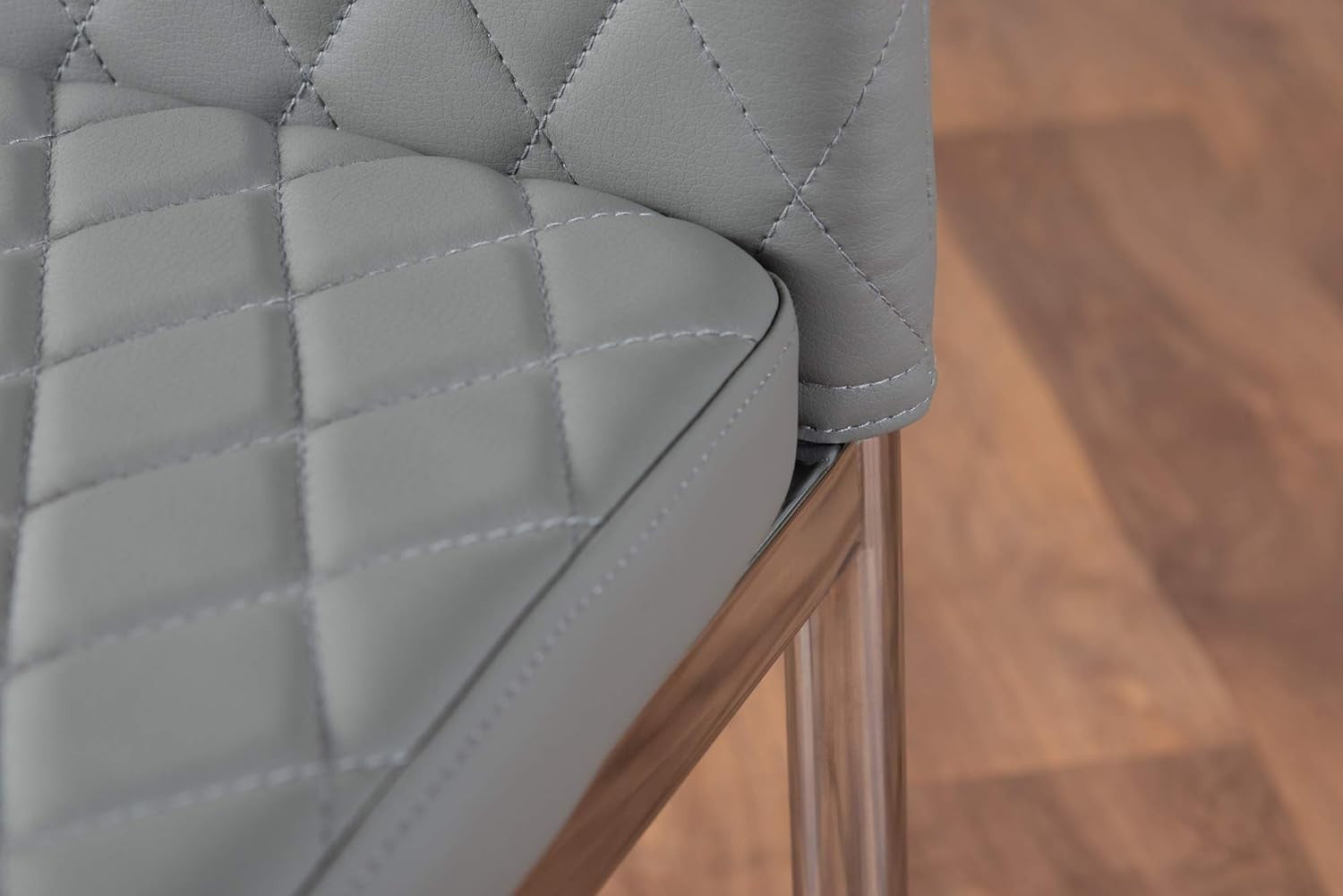 Glass Dining Table & 6 Grey Faux Leather Chairs – Modern High Gloss Set - Kwikley