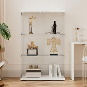 Glass Display Cabinet 49” Double Door Storage with Wood Floor Shelf - Kwikley
