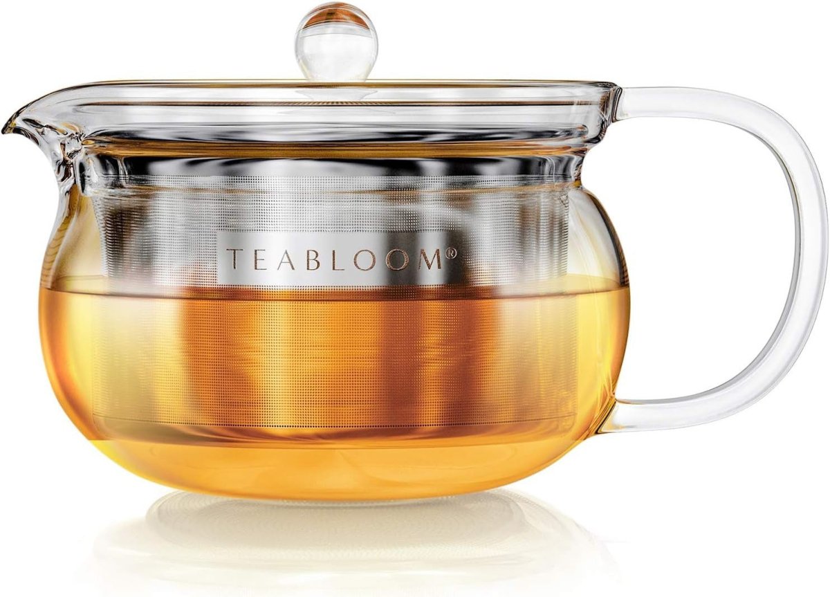 Glass Teapot with Infuser 12oz Stovetop Microwave Safe Loose Leaf - Kwikley