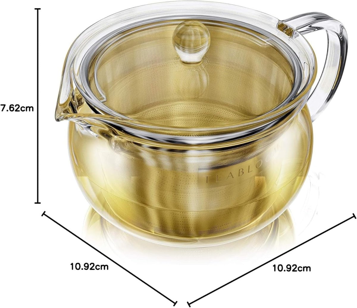 Glass Teapot with Infuser 12oz Stovetop Microwave Safe Loose Leaf - Kwikley