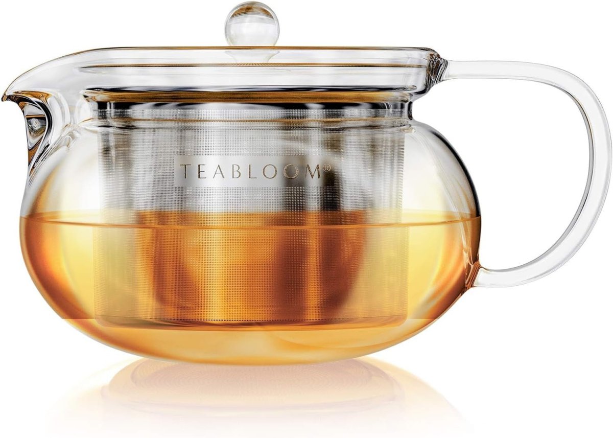 Glass Teapot with Stainless Infuser 24oz Stovetop Microwave Safe - Kwikley