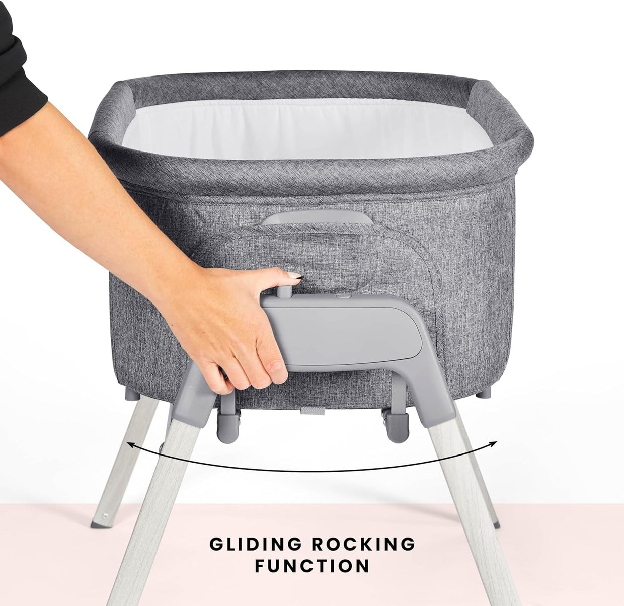 Gliding Baby Crib Bassinet Rocking & Static Cot with Mattress & Travel Bag - Kwikley