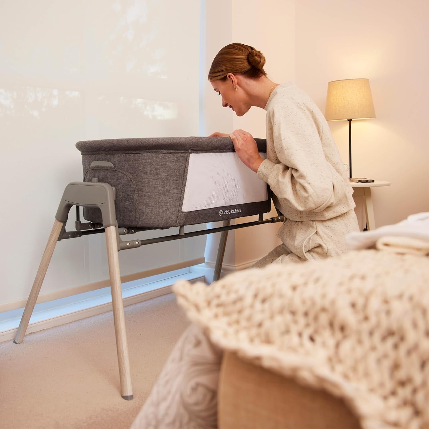 Gliding Baby Crib Bassinet Rocking & Static Cot with Mattress & Travel Bag - Kwikley