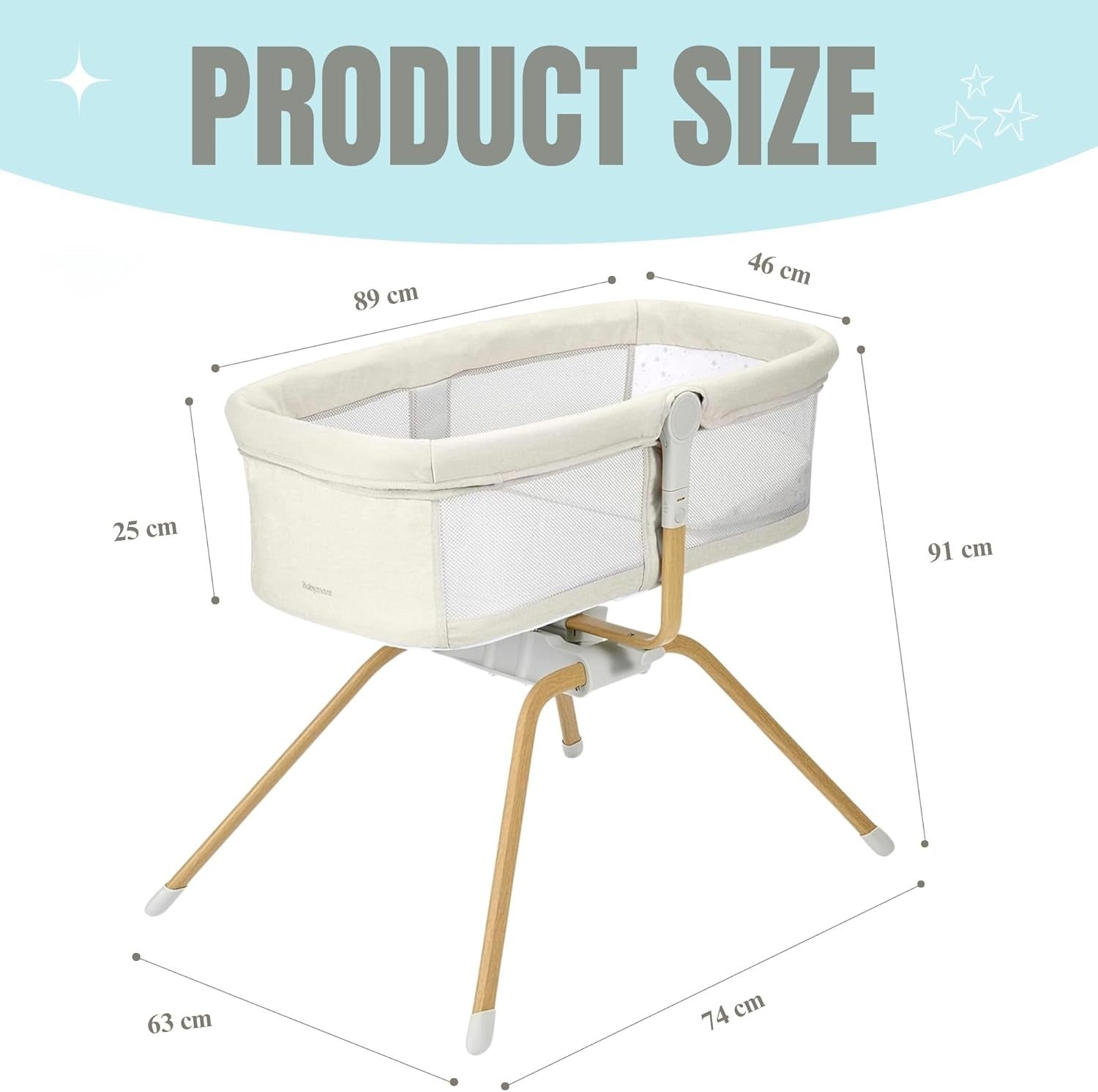 Gliding Baby Crib with Mattress Portable Lightweight Travel Bassinet Cream - Kwikley