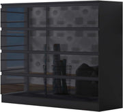 Gloss Black 8 Drawer Chest Modern Bedroom Storage Wide Dresser Unit 110cm - Kwikley