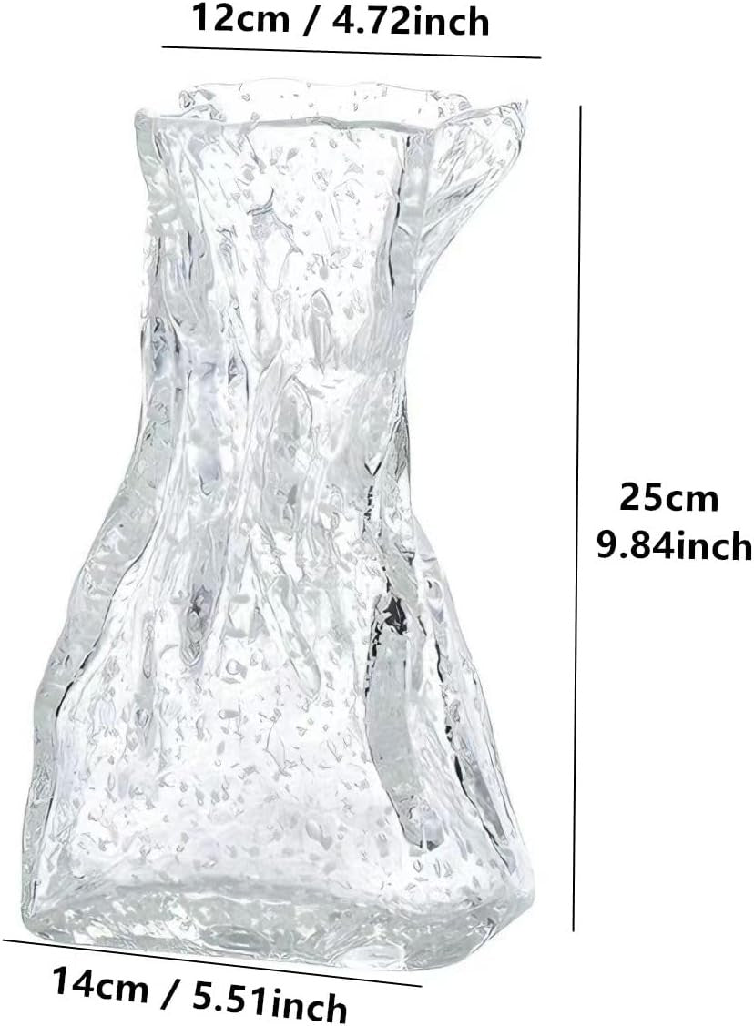 Glow Glass Flower Vase Origami Shape Luminous Table Home Decor - Kwikley