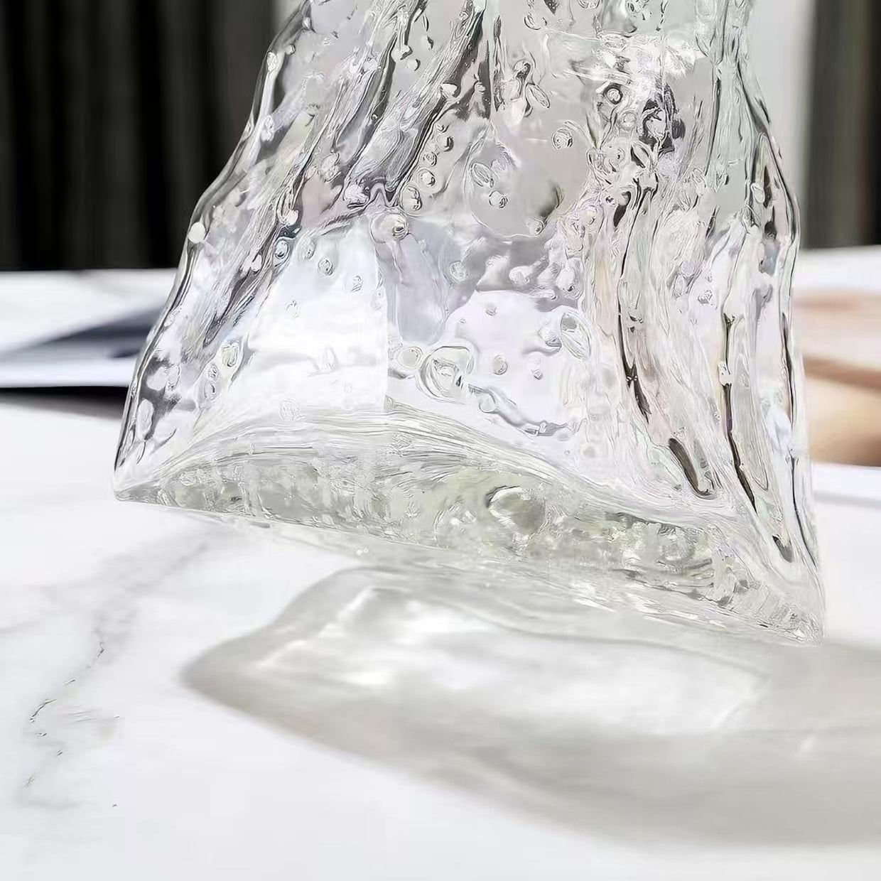 Glow Glass Flower Vase Origami Shape Luminous Table Home Decor - Kwikley