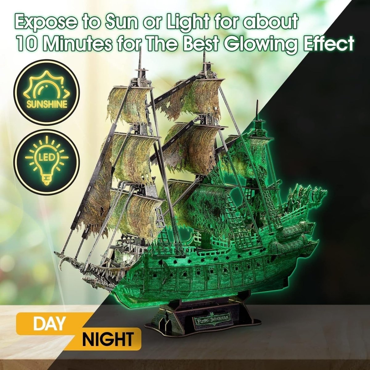 Glow in Dark Flying Dutchman 3D Pirate Ship Puzzle 360 Piece Model - Kwikley