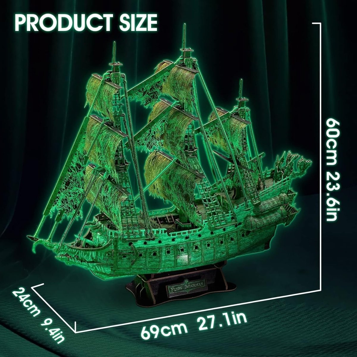 Glow in Dark Flying Dutchman 3D Pirate Ship Puzzle 360 Piece Model - Kwikley