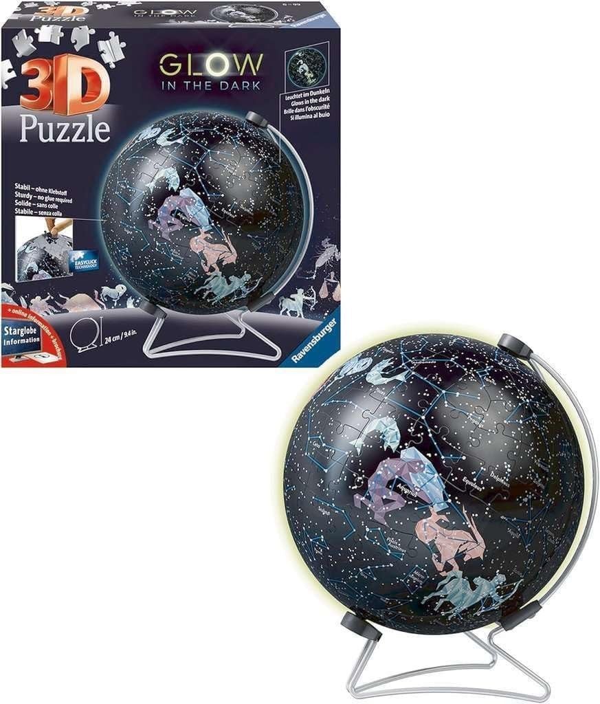 Glow in Dark Star Globe 3D Puzzle 180 Piece Space Model Kids Adults - Kwikley