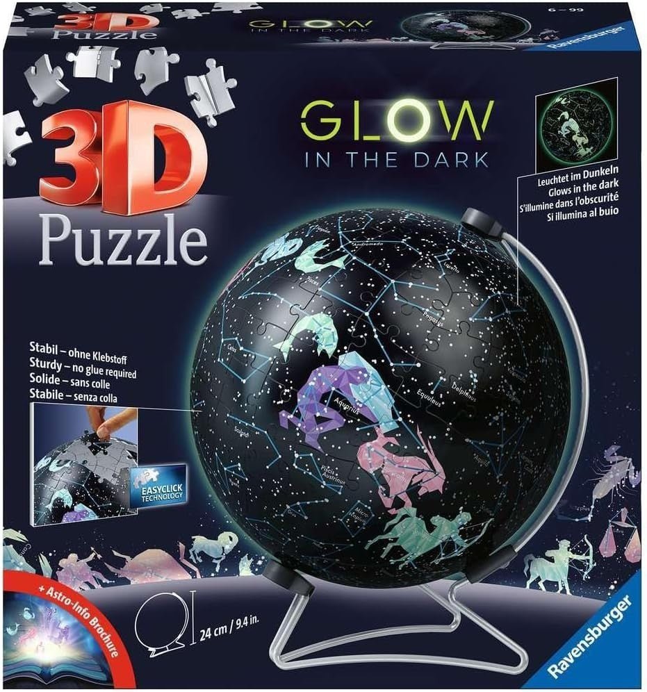 Glow in Dark Star Globe 3D Puzzle 180 Piece Space Model Kids Adults - Kwikley