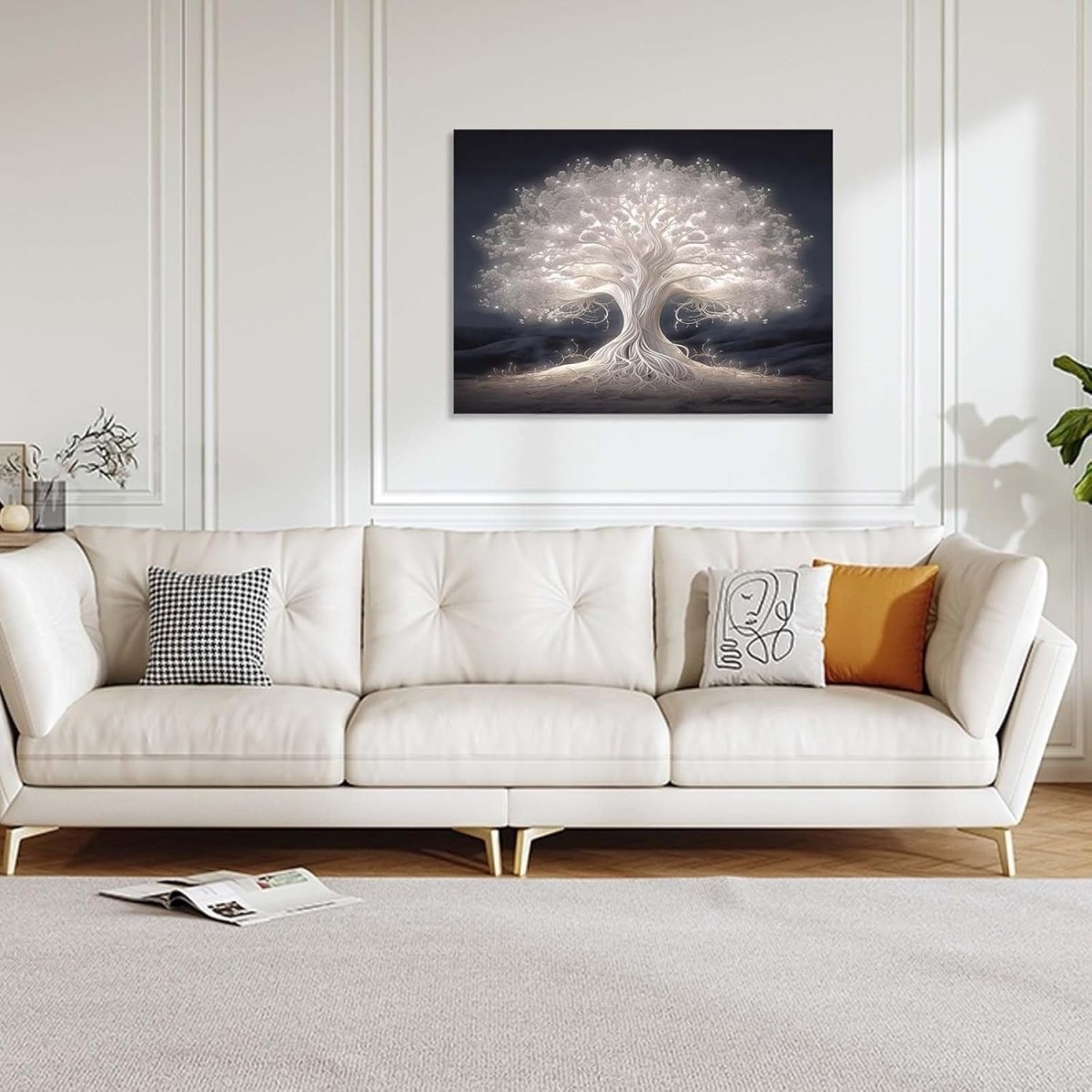 Glowing Tree Canvas Wall Art 12x16 Framed Modern Print - Kwikley