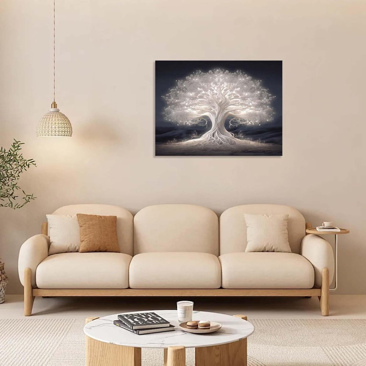 Glowing Tree Canvas Wall Art 12x16 Framed Modern Print - Kwikley