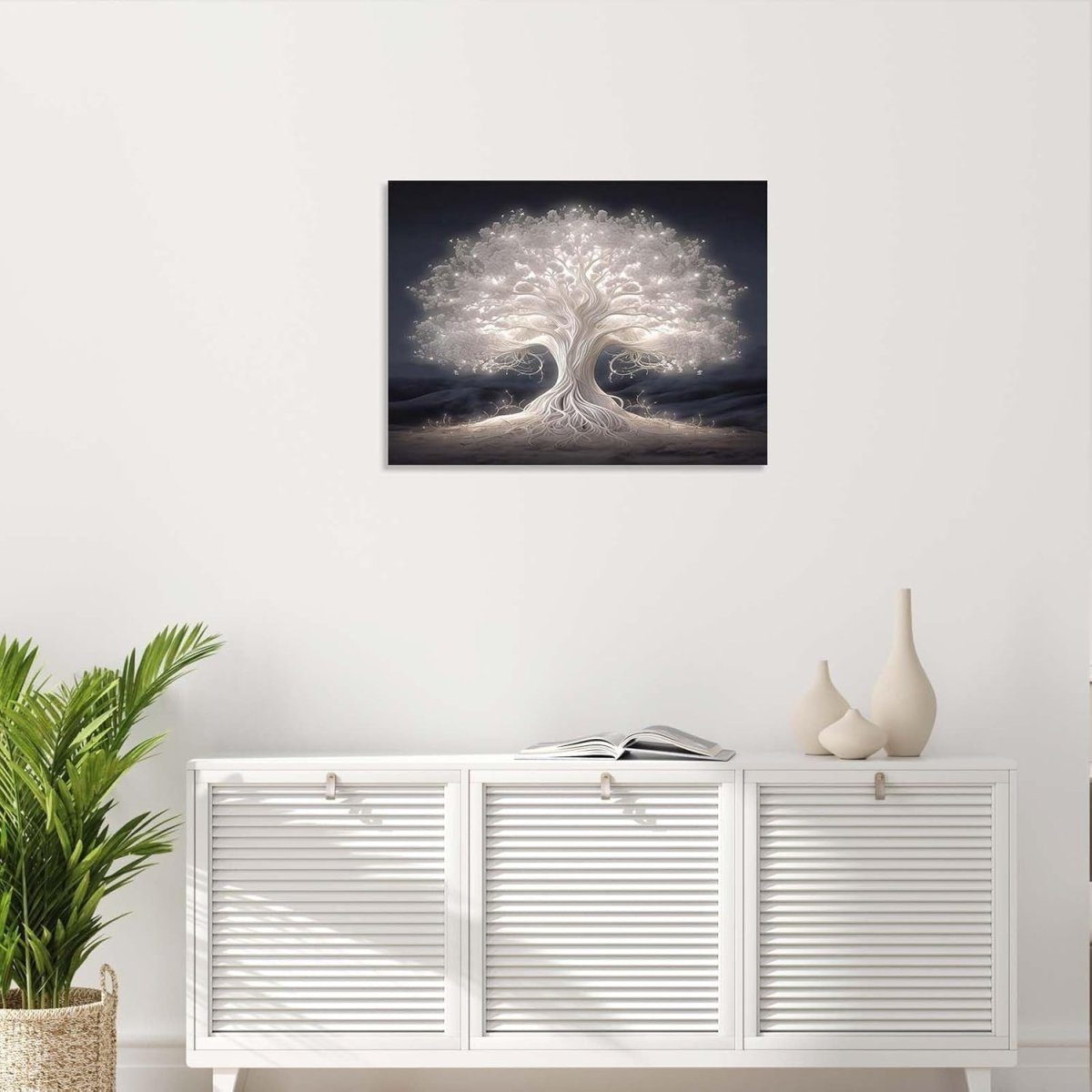 Glowing Tree Canvas Wall Art 12x16 Framed Modern Print - Kwikley