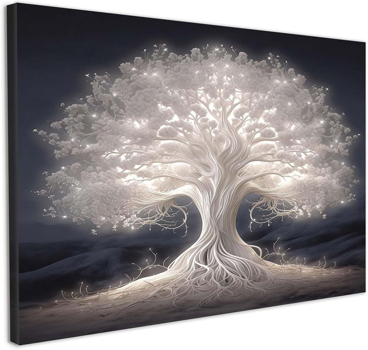 Glowing Tree Canvas Wall Art 12x16 Framed Modern Print - Kwikley