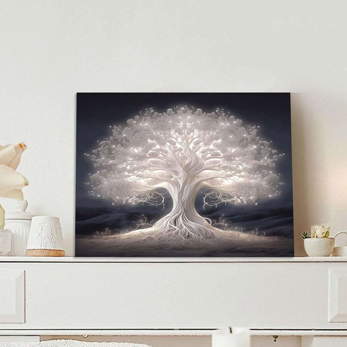 Glowing Tree Canvas Wall Art 12x16 Framed Modern Print - Kwikley