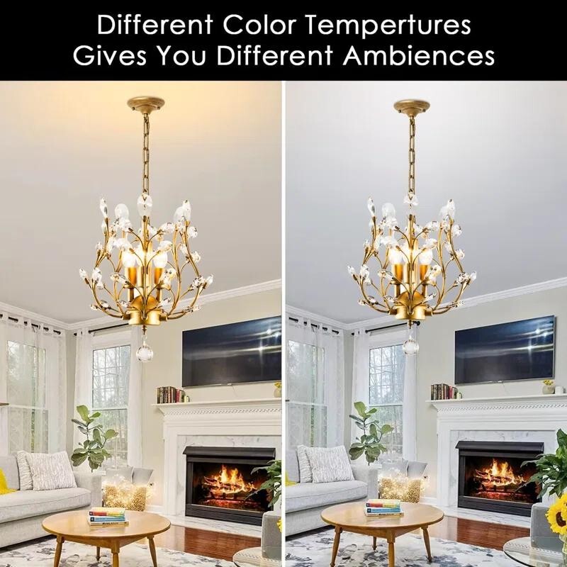 Gold 3 - Light Crystal Pendant Chandelier Ceiling Light K9 Flush Mount E14 - Kwikley