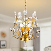 Gold 3 - Light Crystal Pendant Chandelier Ceiling Light K9 Flush Mount E14 - Kwikley
