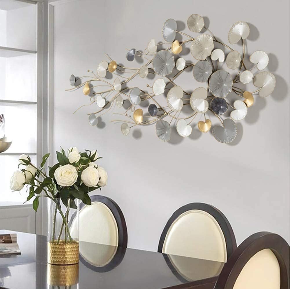 Gold 3D Metal Wall Art Sculpture Leaves Modern Home Decor 134cm - Kwikley