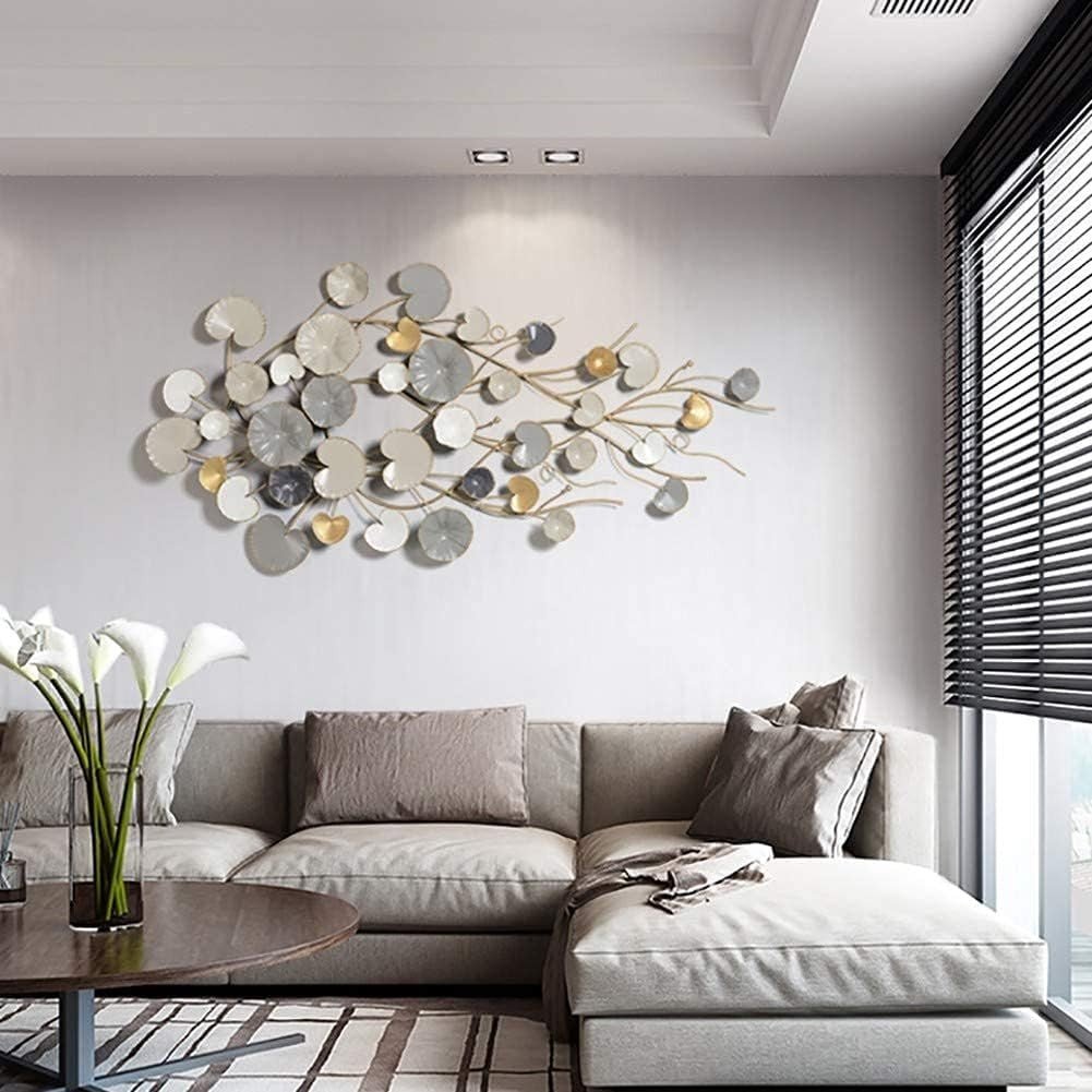 Gold 3D Metal Wall Art Sculpture Leaves Modern Home Decor 134cm - Kwikley