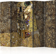 Gold Abstract 5 Panel Room Divider 225×172cm Double Sided Privacy Screen - Kwikley