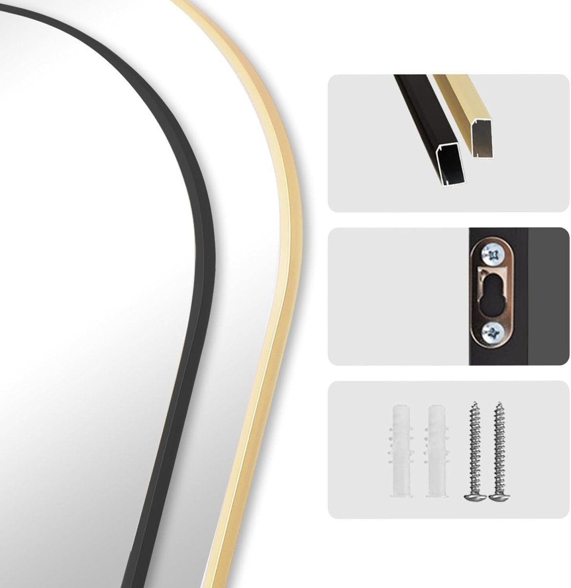 Gold Arch Full Length Mirror 161x52cm Large Floor Wall Standing Modern - Kwikley