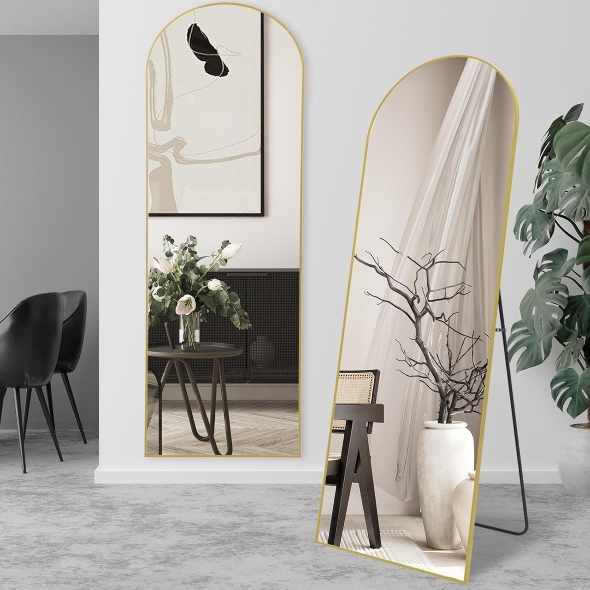 Gold Arch Full Length Mirror 161x52cm Large Floor Wall Standing Modern - Kwikley