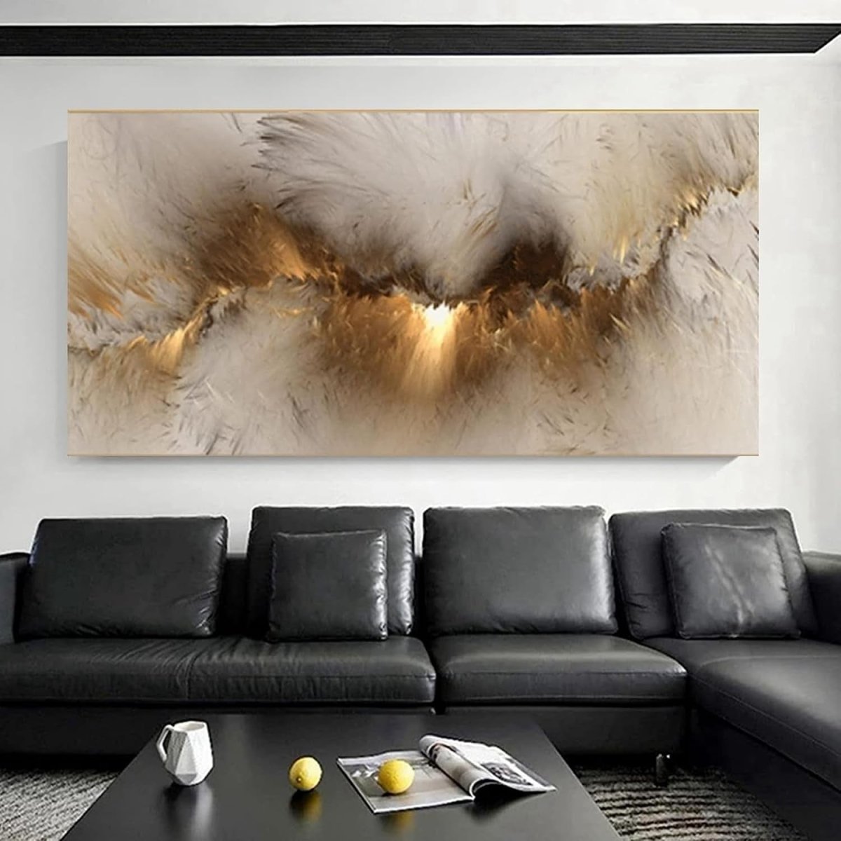 Gold Cloud Abstract Canvas Wall Art 100x57cm Modern - Kwikley