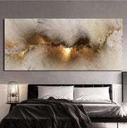 Gold Cloud Abstract Canvas Wall Art 100x57cm Modern - Kwikley